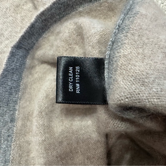 Quinn Women's Heather Brown Long Sleeve/Sweater with Gray Accent, 100% Cashmere - Picture 11 of 11